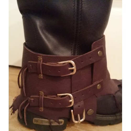 Leather Boot Spats | Rugged Motorcycle Spats, Right Side, Brown